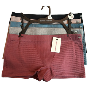 Lucky Brand Women's Ribbed Boy Shorts - Mauve, Blue, Gray, Black and Pink XL